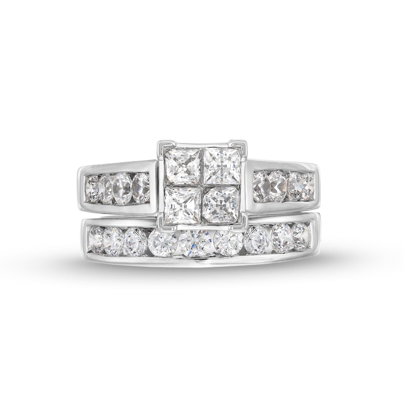 2.00 CT. T.W. Quad Princess-Cut Diamond Bridal Set in 14K White Gold