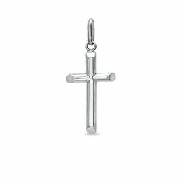 10K White Gold Hollow Polished Cross Charm