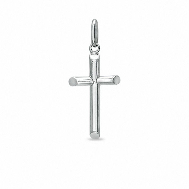 Hollow 10K White Gold Polished Cross Charm