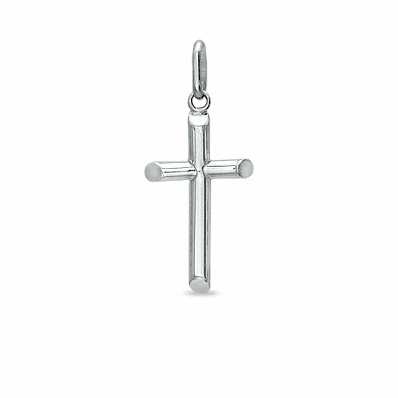 Hollow 10K White Gold Polished Cross Charm|Peoples Jewellers