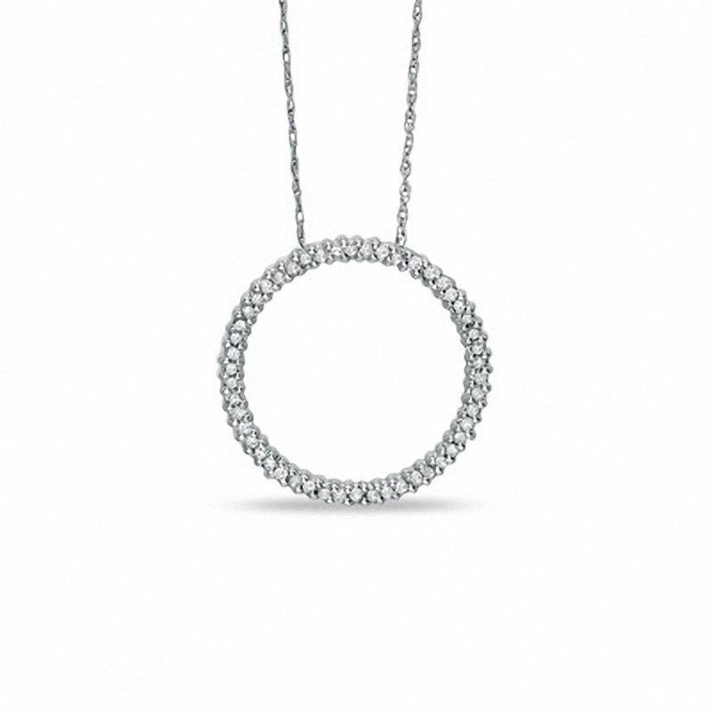 CT. T.W. Diamond Circle Pendant in 10K White Gold