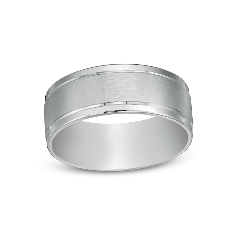 Men's 8.0mm Satin Comfort-Fit Wedding Band in 14K White Gold - Size 10|Peoples Jewellers