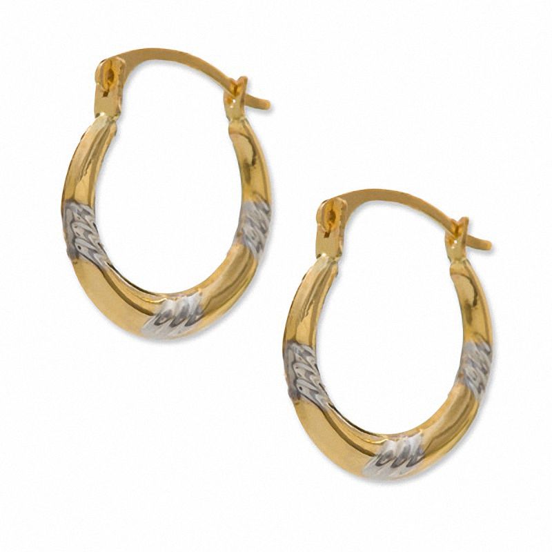 Triple Grooved Hoop Earrings in 14K Two-Tone Gold|Peoples Jewellers