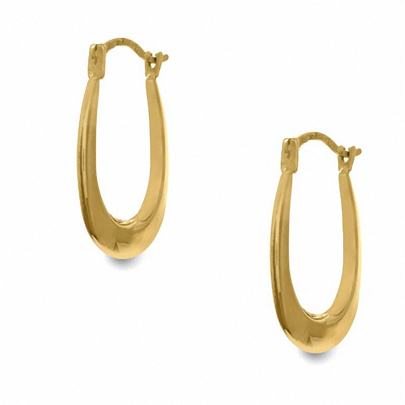 14K Gold Oval Hoop Earrings