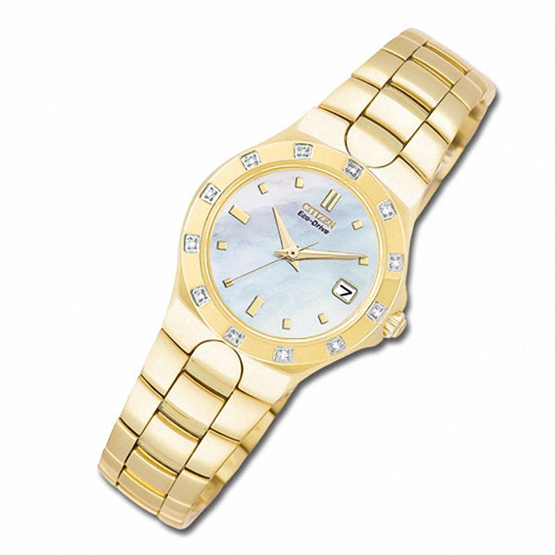 Ladies' Citizen Eco-Drive® Corso™ Gold-Tone Bracelet Watch with Diamond Accents (Model: EW0732-59D)|Peoples Jewellers