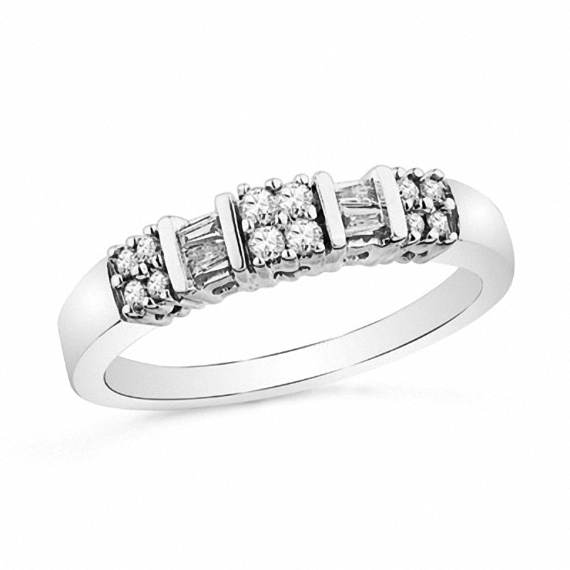 Main Image 1 of 0.25 CT. T.W. Diamond Clover Band in 10K White Gold