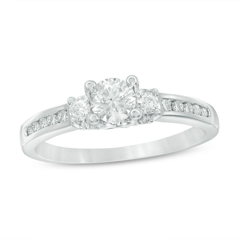 Main Image 1 of 0.50 CT. T.W. Diamond Past Present Future® Engagement Ring in 14K White Gold (I-J/I2)