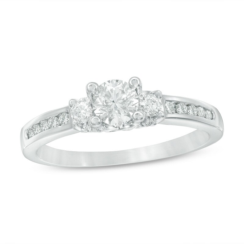 0.50 CT. T.W. Diamond Past Present Future® Engagement Ring 14K White Gold (I-J/I2)