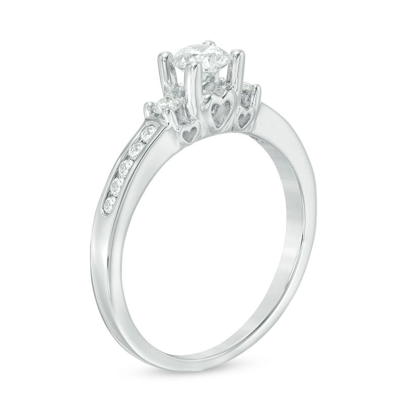 0.50 CT. T.W. Diamond Past Present Future® Engagement Ring in 14K White Gold (I-J/I2)