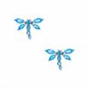 Blue Topaz Dragonfly Earrings in 10K White Gold