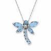 Thumbnail Image 1 of Blue Topaz Dragonfly Pendant in 10K White Gold