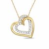 Thumbnail Image 0 of 0.11 CT. T.W. Diamond Tilted Double Heart Pendant in 10K Gold
