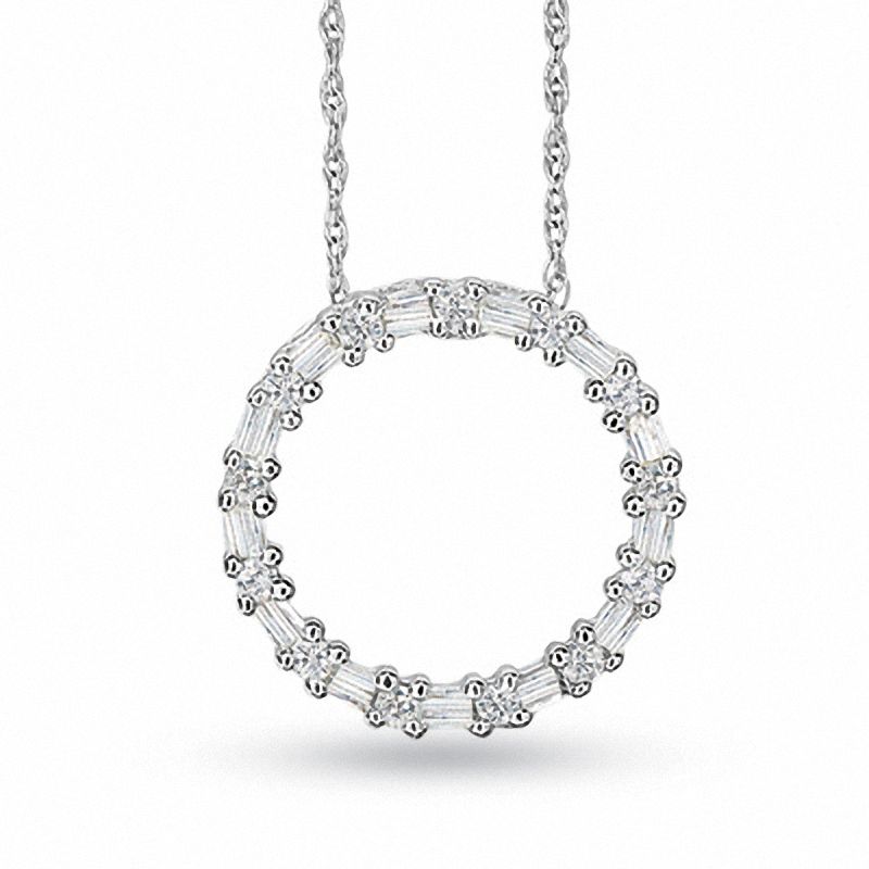 0.20 CT. T.W. Diamond Circle Pendant in 10K White Gold|Peoples Jewellers