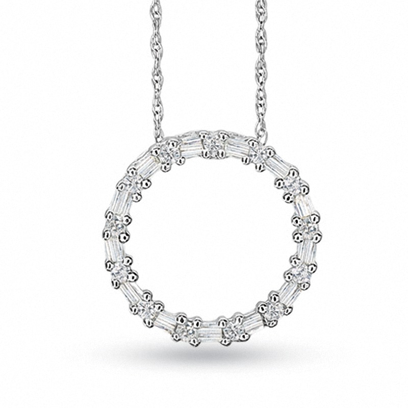 0.20 CT. T.W. Diamond Circle Pendant in 10K White Gold