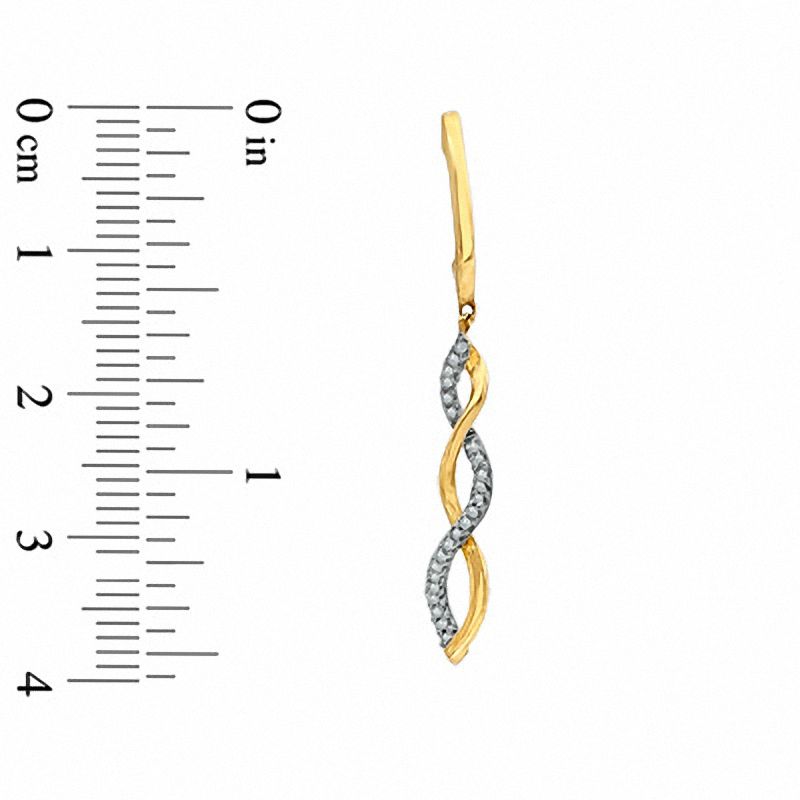 Main Image 2 of 0.15 CT. T.W. Diamond Twine Drop Earrings in 10K Gold