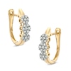 Thumbnail Image 0 of 0.25 CT. T.W. Diamond Triple Flower Hoop Earrings in 10K Gold