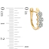 Thumbnail Image 2 of 0.25 CT. T.W. Diamond Triple Flower Hoop Earrings in 10K Gold