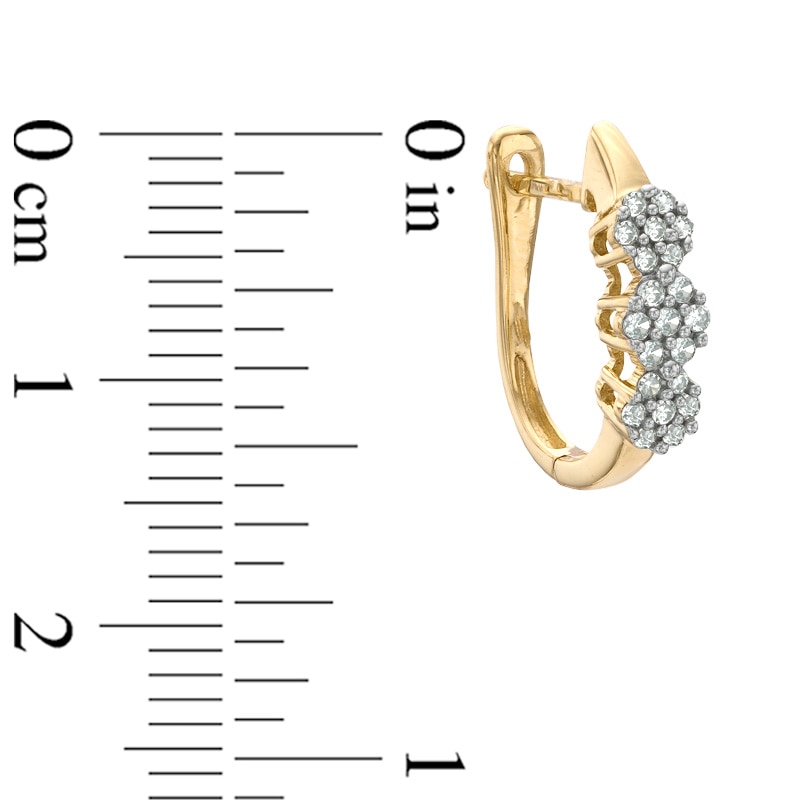 0.25 CT. T.W. Diamond Triple Flower Hoop Earrings in 10K Gold