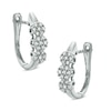 Thumbnail Image 0 of 0.25 CT. T.W. Diamond Triple Flower Hoop Earrings in 10K White Gold