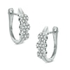 Thumbnail Image 1 of 0.25 CT. T.W. Diamond Triple Flower Hoop Earrings in 10K White Gold