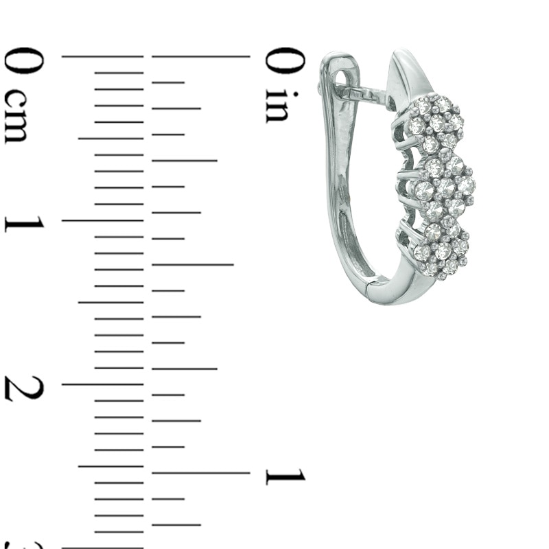 Main Image 2 of 0.25 CT. T.W. Diamond Triple Flower Hoop Earrings in 10K White Gold