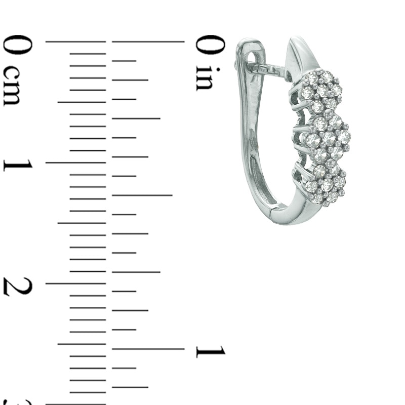 0.25 CT. T.W. Diamond Triple Flower Hoop Earrings in 10K White Gold