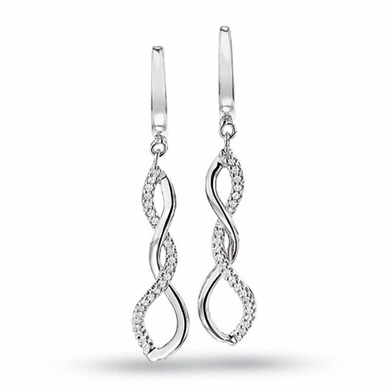 0.15 CT. T.W. Diamond Twine Drop Earrings in 10K White Gold