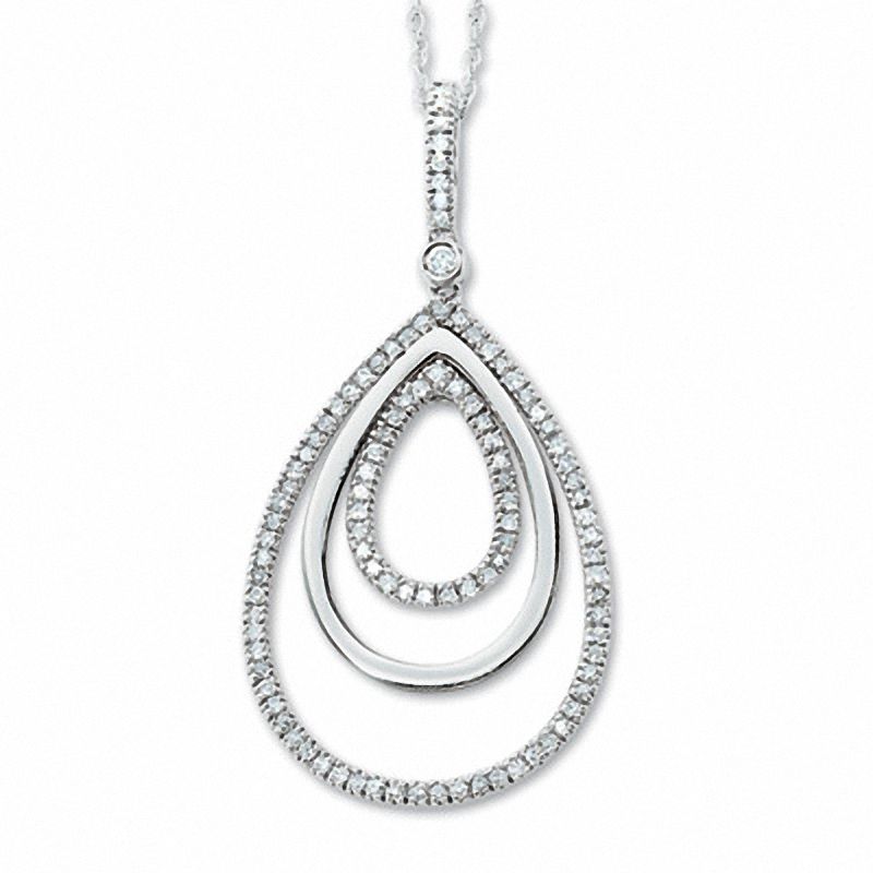 0.30 CT. T.W. Diamond Triple Teardrop Pendant in 10K White Gold