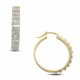 0.75 CT. T.W. Diamond Hoop Earrings in 10K Gold