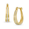 Thumbnail Image 0 of 0.25 CT. T.W. Channel-Set Diamond Oval Hoop Earrings in 10K Gold
