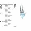 Thumbnail Image 2 of Heart-Shaped Aquamarine Leverback Earrings in 10K White Gold with a Diamond Accent