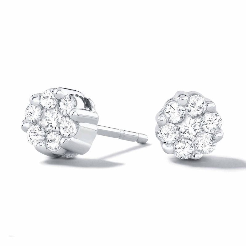 0.20 CT. T.W. Diamond Flower Stud Earrings in 10K White Gold