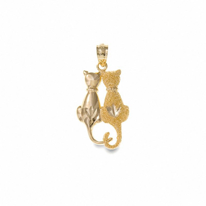 Main Image 1 of 10K Gold Sitting Cats Charm Pendant