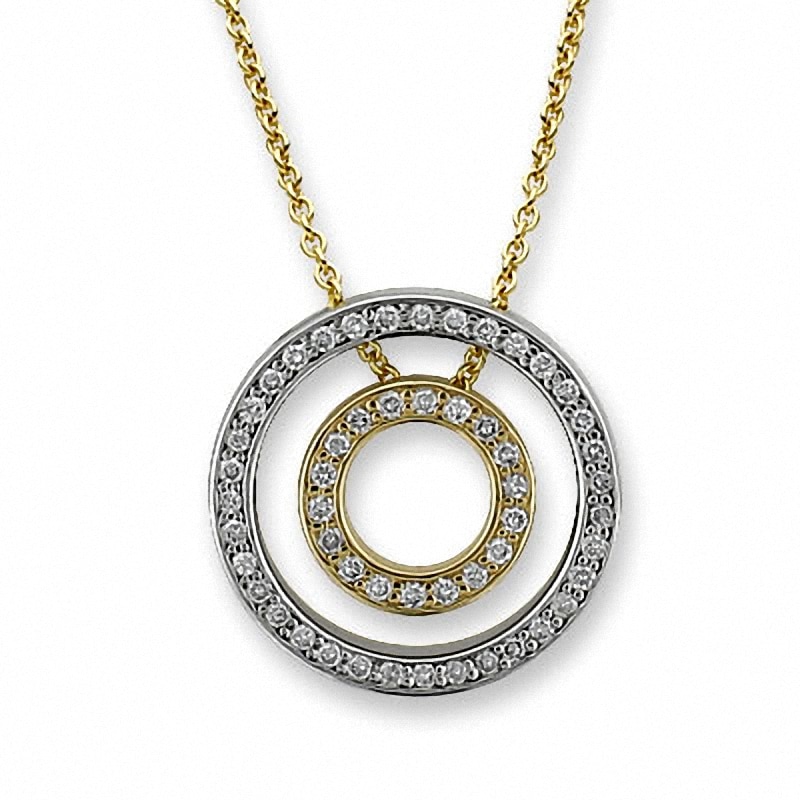 0.49 CT. T.W. Diamond Double Circle Pendant in 10K Two-Tone Gold|Peoples Jewellers