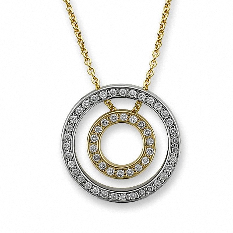 0.49 CT. T.W. Diamond Double Circle Pendant in 10K Two-Tone Gold