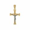 10K Two-Tone Gold Wide Crucifix Charm Pendant