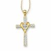 Thumbnail Image 1 of 0.09 CT. T.W. Diamond Cross and Heart Pendant in 10K Gold