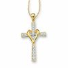 Thumbnail Image 0 of 0.09 CT. T.W. Diamond Cross and Heart Pendant in 10K Gold