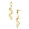 10K Gold Diamond-Cut Leaf Drop Earrings