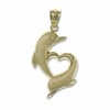 Thumbnail Image 1 of 10K Gold Dolphin with Heart Charm Pendant