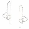 Thumbnail Image 1 of 14K White Gold Double Heart Threader Earrings