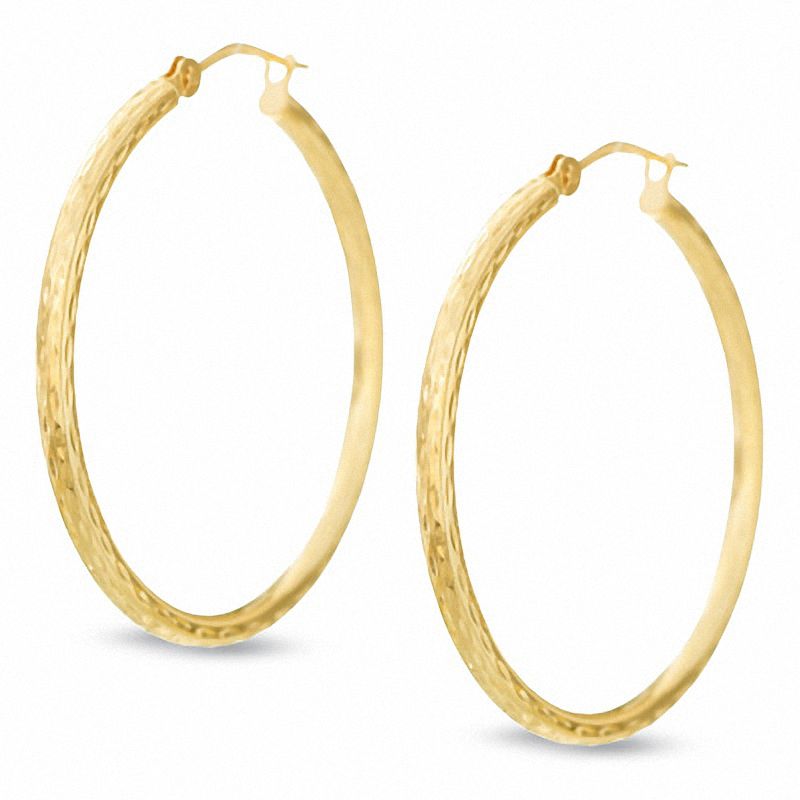 Main Image 1 of 14K Gold 30mm Hinged Hoop Earrings