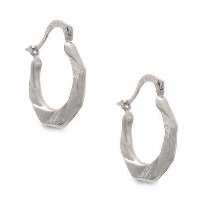 14K White Gold T-Rex Hoop Earrings