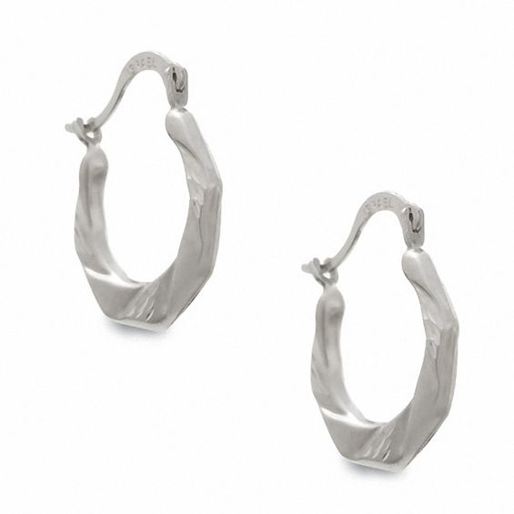 14K White Gold T-Rex Hoop Earrings
