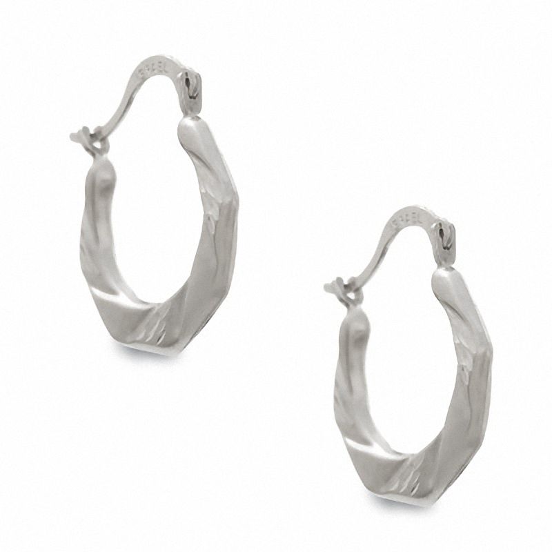 Main Image 1 of 14K White Gold T-Rex Hoop Earrings