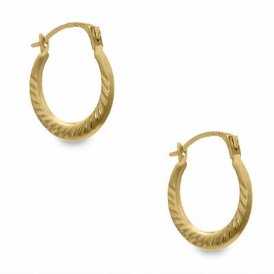14K Gold Slash Hoop Earrings