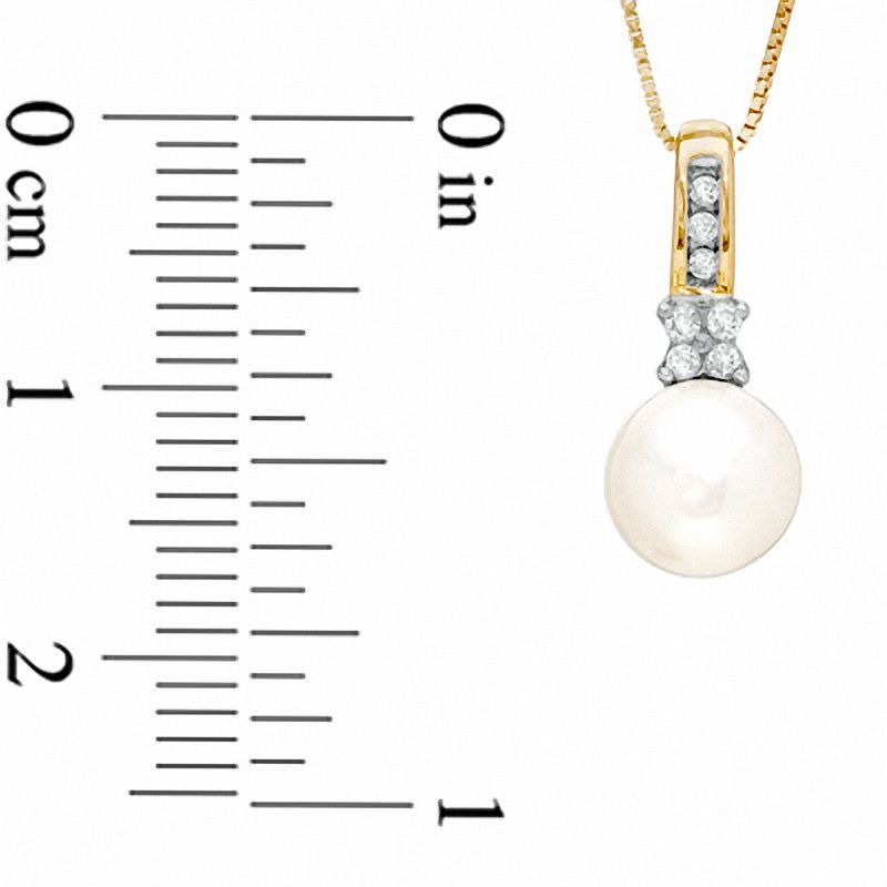 Main Image 2 of Freshwater Cultured Pearl and Diamond Accent Pendant in 10K Gold