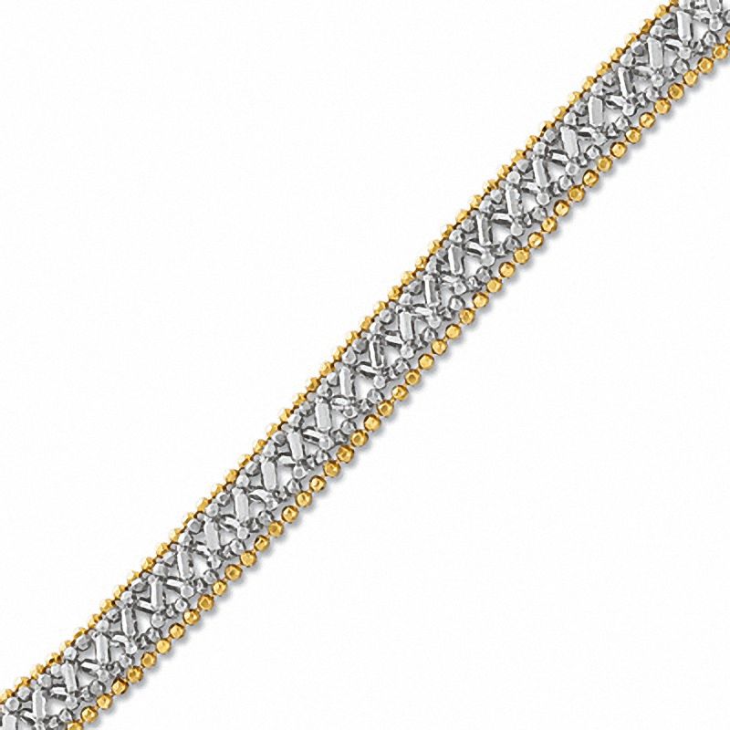Diamond-Cut 10K Two-Tone Gold Bead Bracelet|Peoples Jewellers