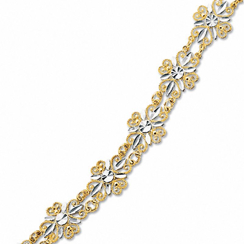 10K Two-Tone Gold Diamond-Cut Filigree Bracelet|Peoples Jewellers
