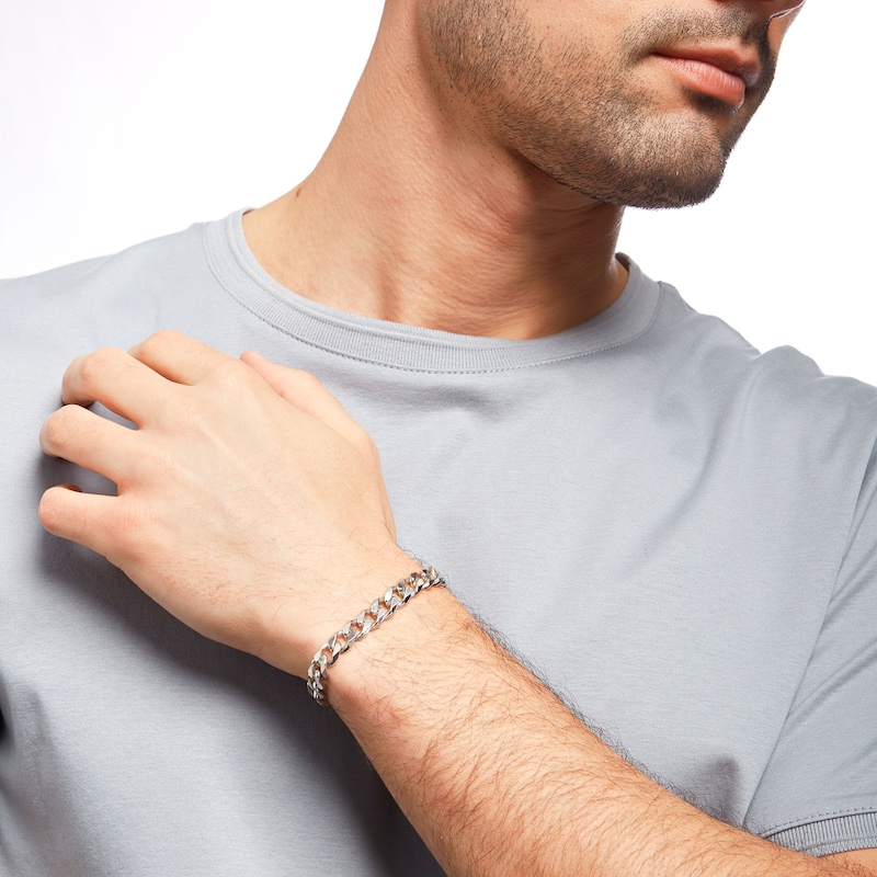 Main Image 2 of Men's Curb Chain Bracelet in Sterling Silver - 9.0"